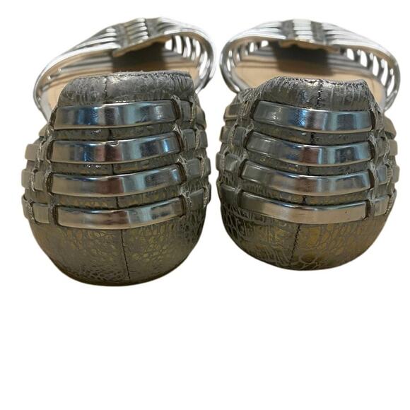 Vince Camuto Silver Metallic Woven sandal Snakeskin Detail Size 9M - Picture 4 of 6